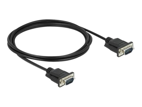 Delock - Seriell kabel - DB-9 (hane) till DB-9 (hane) - 2 m - tumskruvar - svart