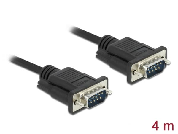 Delock - Seriell kabel - DB-9 (hane) till DB-9 (hane) - 4 m - tumskruvar - svart