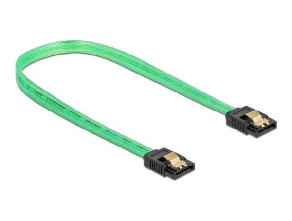 Delock SATA 6 Gb/s Cable UV glow effect - SATA-kabel - Serial ATA 150/300/600 - SATA till SATA - 30 cm - grön