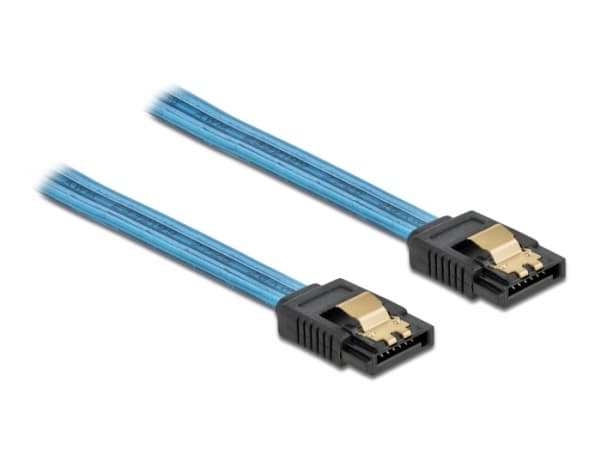 Delock SATA 6 Gb/s Cable UV glow effect - SATA-kabel - Serial ATA 150/300/600 - SATA till SATA - 70 cm - blå