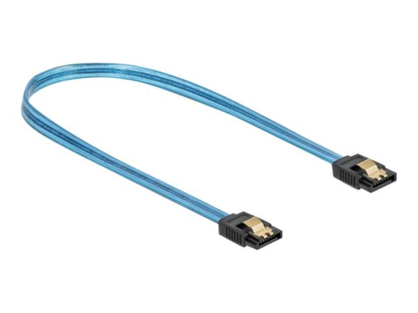 Delock SATA 6 Gb/s Cable UV glow effect - SATA-kabel - Serial ATA 150/300/600 - SATA till SATA - 70 cm - blå