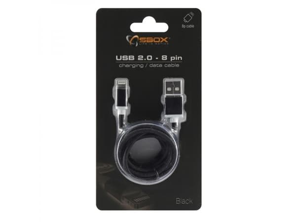 SBOX IPH7-B, Sort, USB A, Lightning, 1,5 m, Hankjønn, Hankjønn