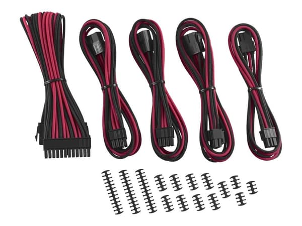 CableMod Classic ModMesh 8+6 Series Cable Extension Kit - Strømkabelsett - svart, rød