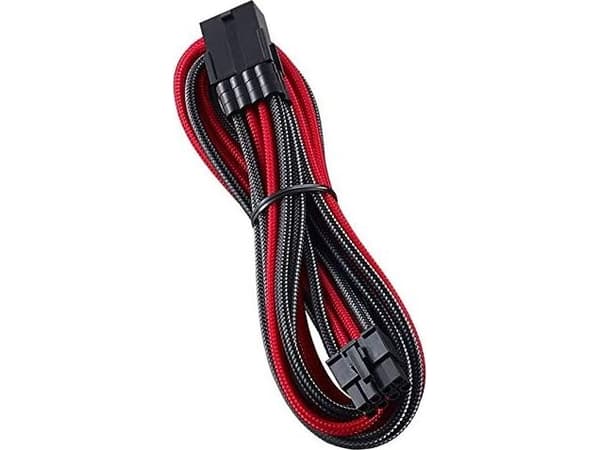 CableMod PRO ModMesh - Strømforlengelseskabel - 8-pins PCIe-strøm (hann) til 8-pins PCIe-strøm (hunn) - 45 cm - formstøpt - rød, karbon