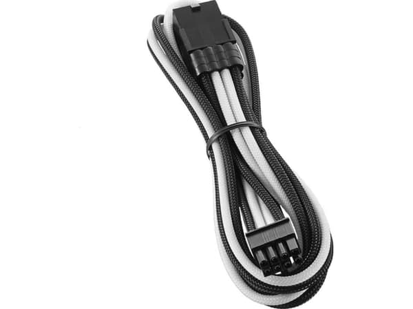 CableMod PRO Series ModMesh - Strømforlengelseskabel - 8-pins PCIe-strøm (hann) til 8-pins PCIe-strøm (hunn) - 45 cm - formstøpt - svart, hvit
