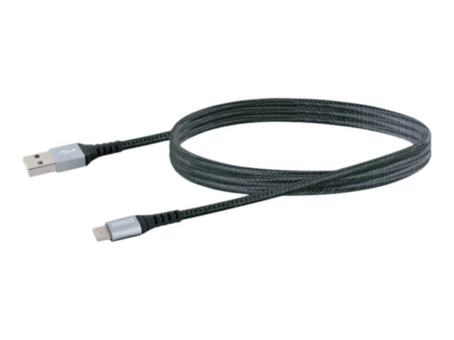 Schwaiger Power4You Ultimate Extreme - USB-kabel - USB (P) till USB-C (P) - USB 2.0 - 3 A - 1.2 m - rund - Black silver