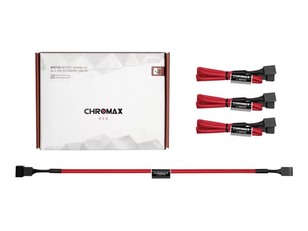 Noctua NA-SEC1 chromax.red - Forlengelseskabel for viftestrømforsyning - 4-pins PWM (hunn) til 4-pins PWM (hann) - 30 cm - rød