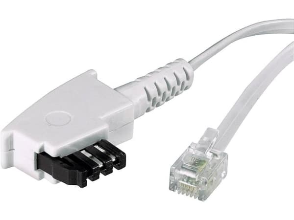BASETech BT-1602104, 3 m, RJ-11, Hankoppling, Hankoppling, Kabel på hjul, Vit