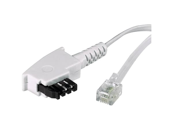 BASETech BT-1602104, 3 m, RJ-11, Hankoppling, Hankoppling, Kabel på hjul, Vit