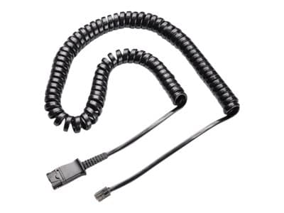 Poly U10P - Kabel för hörlursförstärkare - Snabburkoppling hane till modulär kontakt för headsetförstärkare hane - rökigt grå - lindad - för Poly CX7