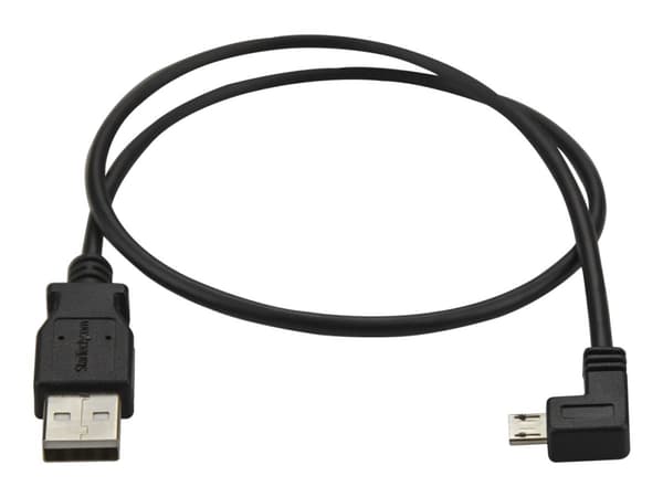 StarTech.com Left Angle Micro USB Cable - 1 ft / 0.5m - 90 degree - USB Cord - USB Charger Cable - USB to Micro USB Cable (USBAUB50CMLA) - USB-kabel