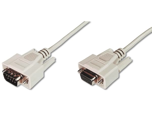 ASSMANN - Seriell förlängningskabel - DB-9 (hona) till DB-9 (hane) - 3 m - formpressad, tumskruvar - beige