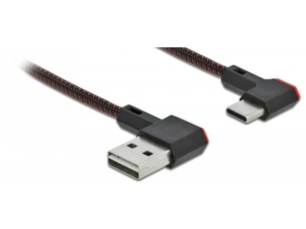 Delock Easy - USB-kaapeli - USB (uros) vasen/oikea kulma, käännettävissä USB-C (uros) vasen/oikea kulma, käännettävissä - 20 cm - mustaa