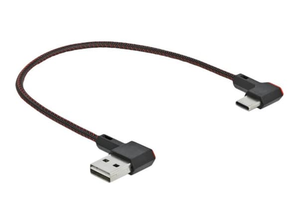 Delock Easy - USB-kabel - USB (hann) venstre/høyre-vinklet, reversibel til 24 pin USB-C (hann) venstre/høyre-vinklet, reversibel - 20 cm - svart