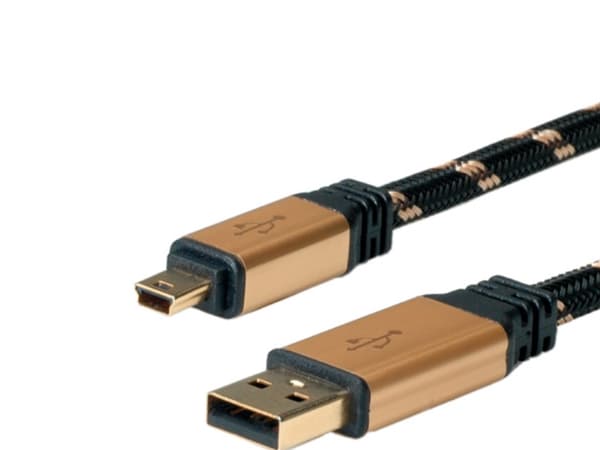 Roline USB-kabel USB 2.0 USB-A hane, USB-mini-A hona 1,80 m Svart, guldskärmad 11.02.8822