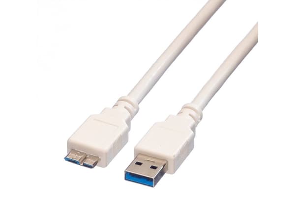 VERDI 11998873, 0,8 m, USB A, Micro-USB B, USB 3.2 Gen 1 (3.1 Gen 1), 5 Gbit/sek., Hvid