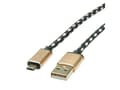 Miniatyrbild 1 av 5: ROLINE 11.02.8820, 1,8 m, USB C, Micro-USB B, USB 2.0, Svart, Guld
