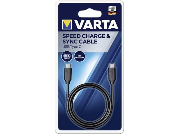 Varta 57947, 1 m, USB C, USB C, USB 3.2 Gen 2 (3.1 Gen 2), Sort
