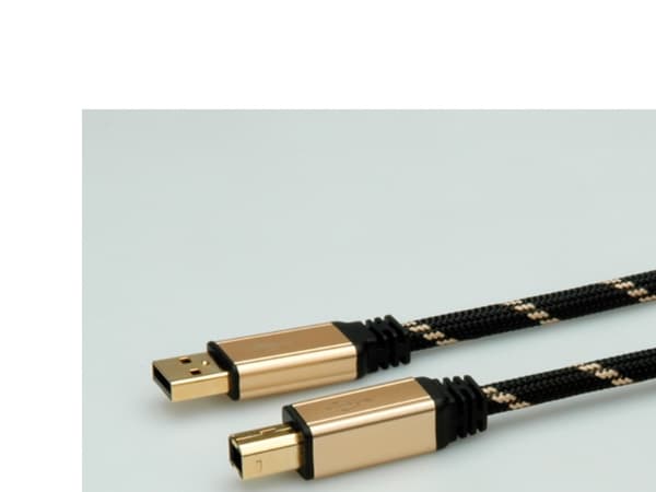 Roline USB-kabel USB 2.0 USB-A hane, USB-B hona 4,50 m Svart, guld dubbelskärmad, guldpläterade kontakter 11.02.8805