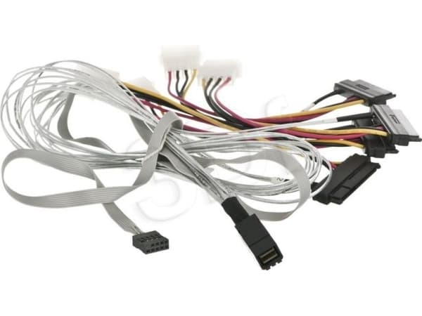 Microchip Adaptec - SAS intern kabel - med sidebånd - SAS 6Gbit/s - 4-spors - 4 x Mini SAS HD (SFF-8643) (hann) til 4-pin intern strøm, 29-pins inter