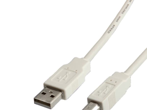Value 11.99.8841, 4,5 m, USB A, USB B, USB 2.0, Hankjønn/hankjønn, Hvit