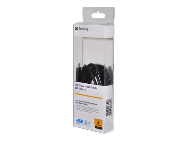 Sandberg - USB-kabel - 24 pin USB-C (han) til 24 pin USB-C (han) - USB 3.1 - 2 m