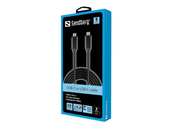 Sandberg - USB-kabel - 24 pin USB-C (han) til 24 pin USB-C (han) - USB 3.1 - 2 m
