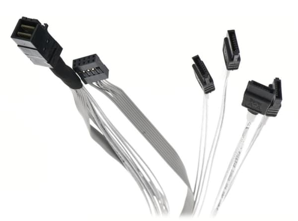 Microchip Adaptec - SAS intern kabel - med sidebånd - SAS 6Gbit/s - 4-spors - SATA (hunn) til 4 x Mini SAS HD (SFF-8643) (hann) - 80 cm - for TERRA M