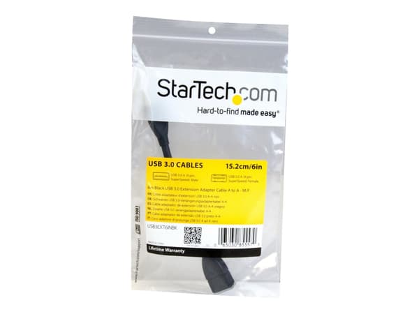 StarTech.com USB3EXT6INBK USB-kaapeli 0,152 m USB 3.2 Gen 1 (3.1 Gen 1) USB A Musta