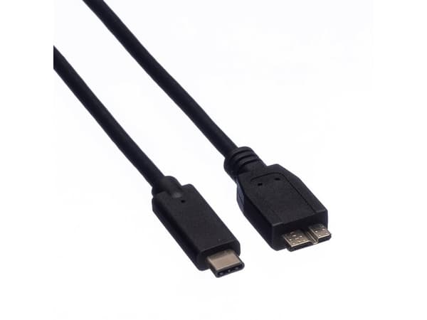 ROLINE 11.02.9006, 1 m, USB C, Micro-USB B, USB 3.2 Gen 1 (3.1 Gen 1), 5 Gbit/s, Svart