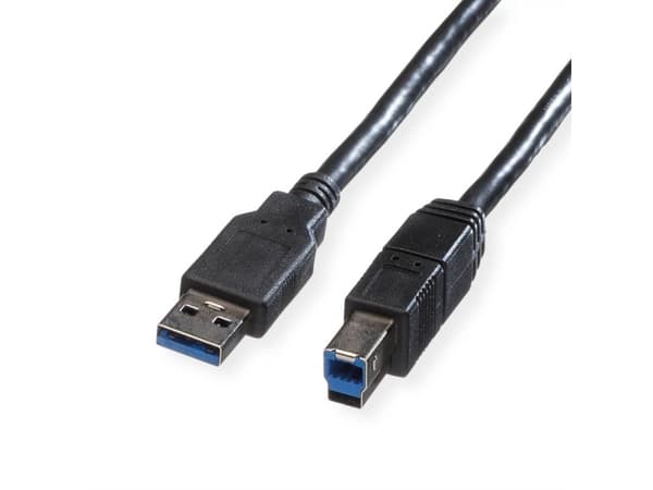 ROLINE 11.02.8870, 1,8 m, USB A, USB B, USB 3.2 Gen 1 (3.1 Gen 1), Hane/Hane, Svart
