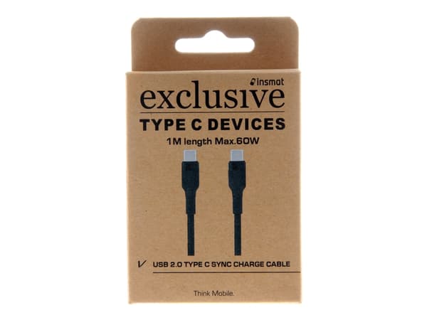 Insmat - USB-kabel - 24 pin USB-C (hane) till 24 pin USB-C (hane) - USB 2.0 - 1 m