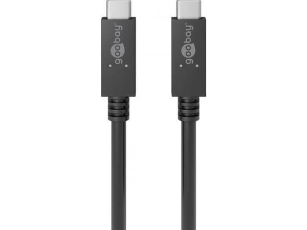 USB-C™-kabel, USB 3.2, 100 W, 20 Gbit/s, Power Delivery, 0,5 m, svart