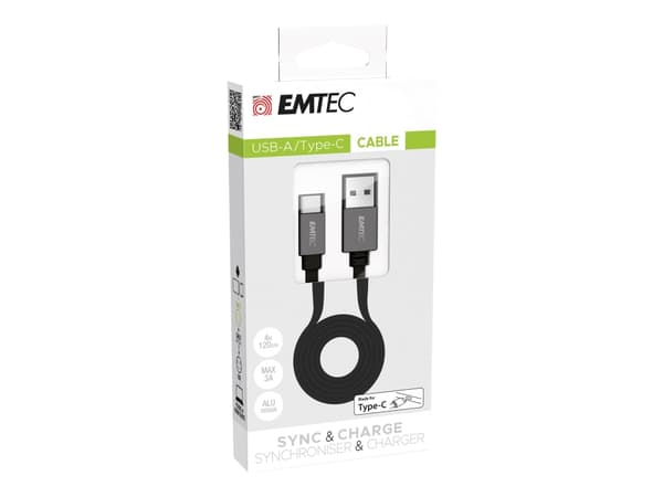 EMTEC T700 - USB-kabel - 24-polig USB-C (hankontakt) till 24-polig USB-C (hankontakt) - 3 A - 1,2 m - platt