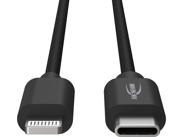 Ansmann 1700-0106, Sort, USB C, Lightning, 0,12 m, Hankjønn, Hankjønn