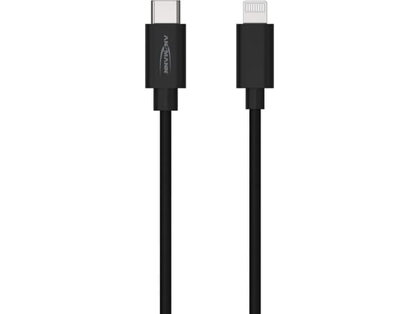 Ansmann 1700-0106, Sort, USB C, Lightning, 0,12 m, Hankjønn, Hankjønn