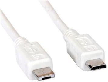 Value 11998753, 1,8 m, Micro-USB A, Micro-USB B, USB 2.0, 480 Mbit/s, Valkoinen