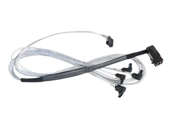 Microchip Adaptec - SAS intern kabel - med sidebånd - SAS 6Gbit/s - 4-spors - SATA (hunn) til 4 x Mini SAS HD (SFF-8643) (hann) - 80 cm - høyrevinkle