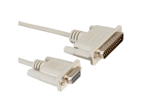 ROLINE Modem Cable, DB9 F - DB25 M 3.0 m, 3 mm, Grå