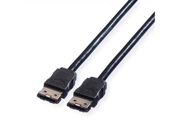 ROLINE External SATA 6.0 Gbit/s Cable, 0,5 m, SATA III, SATA 7-pin, SATA 7-pin, Hankjønn/hankjønn, Sort