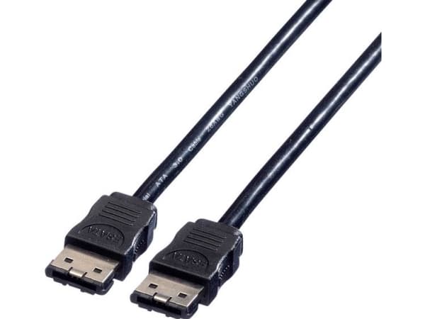 ROLINE External SATA 6.0 Gbit/s Cable, 0,5 m, SATA III, SATA 7-pin, SATA 7-pin, Hankjønn/hankjønn, Sort