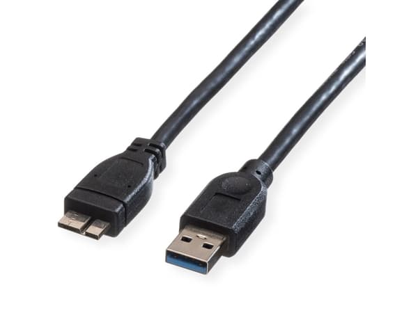 ROLINE 11.02.8876, 0,15 m, USB A, Micro-USB B, USB 3.2 Gen 1 (3.1 Gen 1), Svart