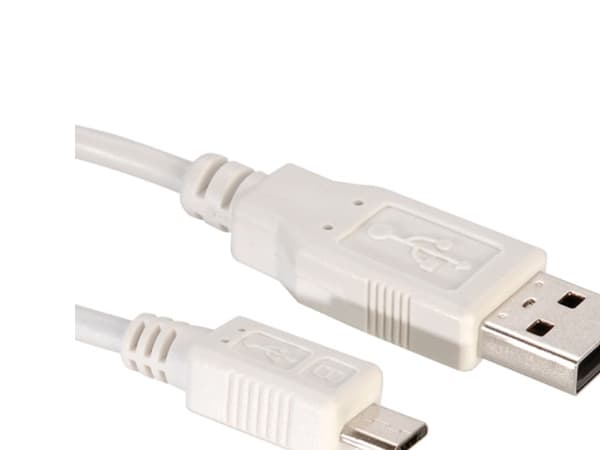 Value USB 2.0 Cable, A - Micro B, M/M 3.0m, Vit, 3 mm