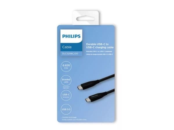 Philips PHIL-DLC5206C/00, 2 m, USB C, USB C, 5 Mbit/s, Svart