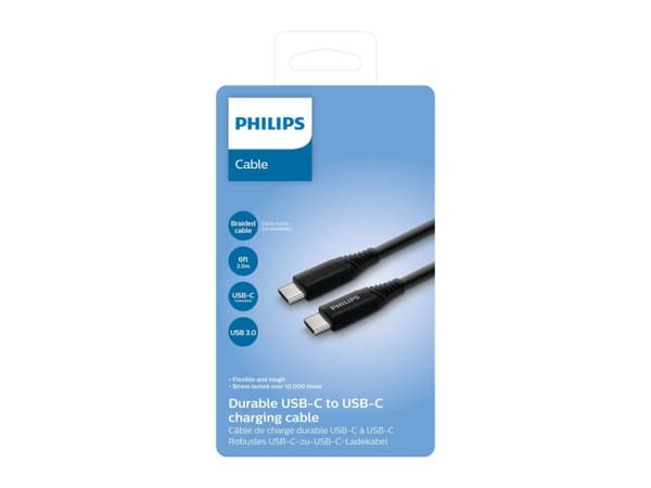 Philips PHIL-DLC5206C/00, 2 m, USB C, USB C, 5 Mbit/s, Svart