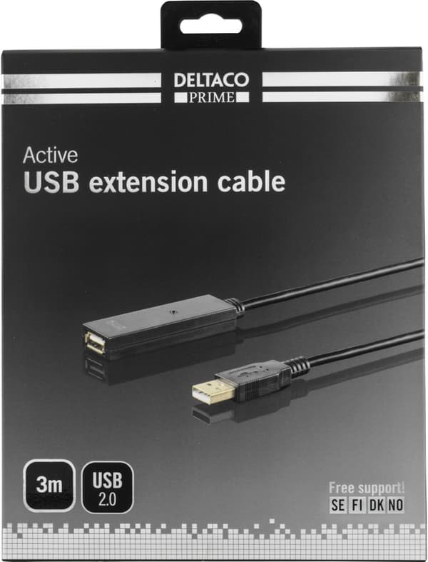 PRIME USB 2 extens cable active TypeA ma>TypeA fe 3m black