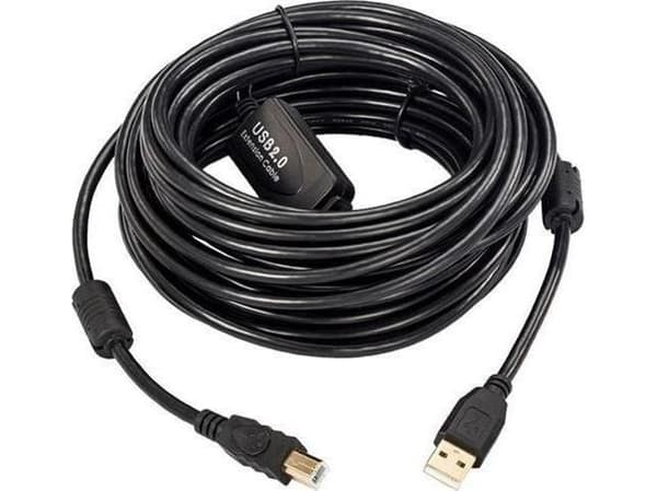 MicroConnect - USB-kabel - USB typ B (hane) till USB (hane) - USB 2.0 - 5 A - 15 m - aktiv förstärkare, aktiv - svart