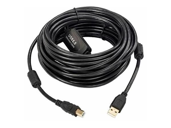 MicroConnect - USB-kabel - USB typ B (hane) till USB (hane) - USB 2.0 - 5 A - 15 m - aktiv förstärkare, aktiv - svart