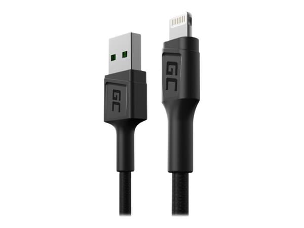 Green Cell - Lightning-kabel - Lightning hane till USB hane - 30 cm - dubbelt skärmad - svart
