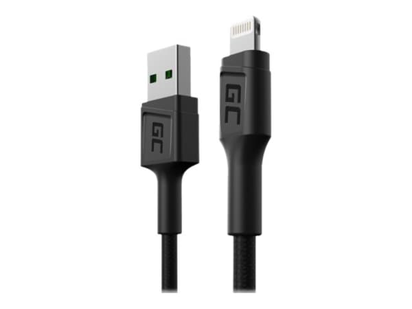 Green Cell - Lightning-kabel - Lightning hane till USB hane - 30 cm - dubbelt skärmad - svart